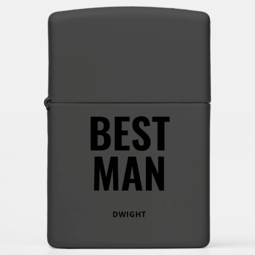 Best Man Minimalist Modern Black Personalized Zippo Lighter