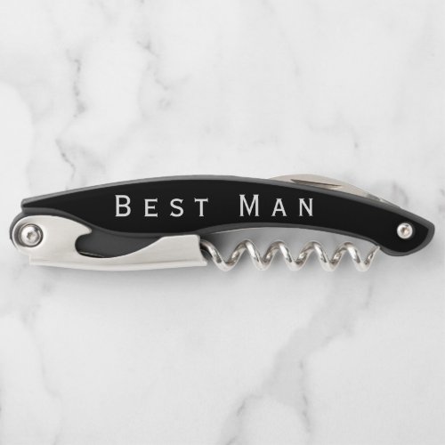 Best Man Modern Black White Waiters Corkscrew