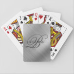 Best Man Monogram Brushed Silver Poker Cards<br><div class="desc">Make your own custom set of playing cards. Personalize this design with your own text. You can further customize this design by selecting the "customize further" link if desired.</div>