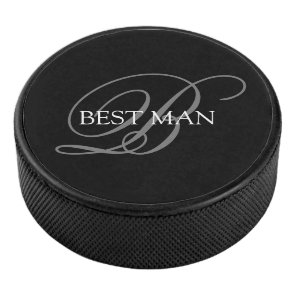 Best Man Monogram Hockey Puck