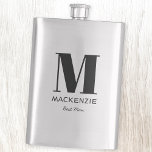Best Man Monogram Name Flask<br><div class="desc">Modern typography minimalist monogram name design which can be changed to personalize. Perfect for thanking your Best Man or Groomsman for all their help and support in making your wedding amazing.</div>