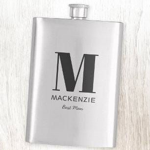 Best Man Monogram Name Flask