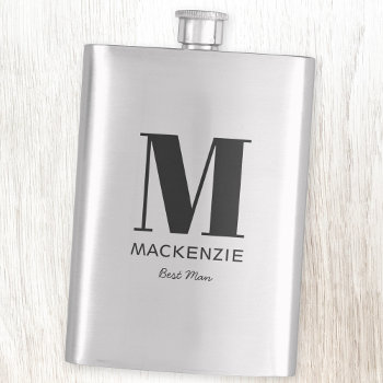 Best Man Monogram Name Flask by Squirrell at Zazzle