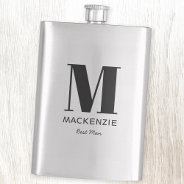 Best Man Monogram Name Flask at Zazzle