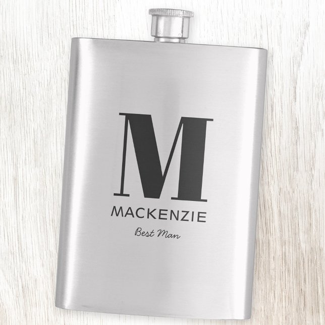 Best Man Monogram Name Flask (Creator Uploaded)
