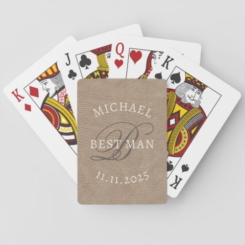 Best Man Monogram Playing Cards