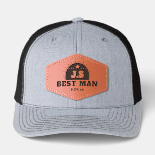 Best Man Monogram Wedding Leather Patch Hat