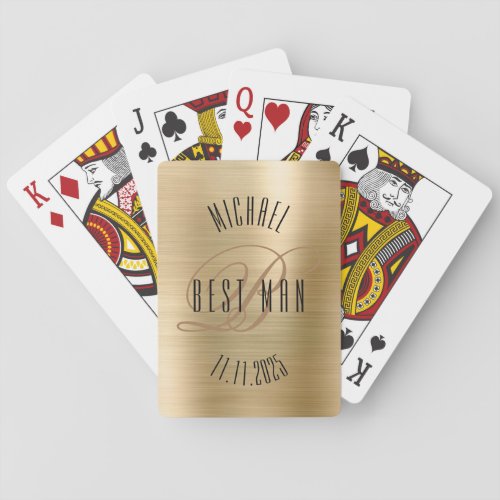 Best Man Monogram Wedding Playing Cards