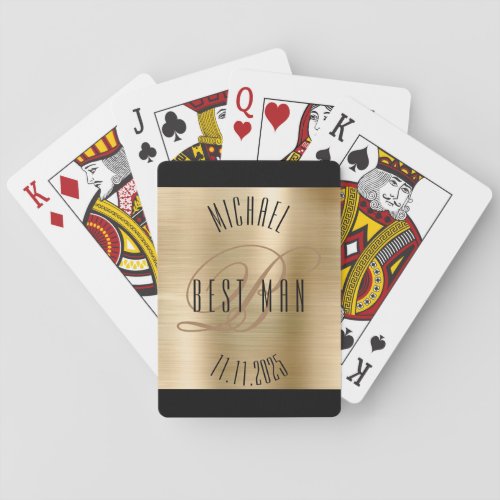 Best Man Monogram Wedding Poker Cards