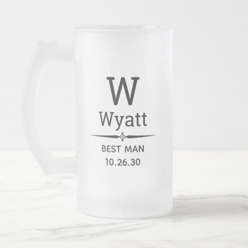 Best Man Monogrammed Frosted Glass Beer Mug