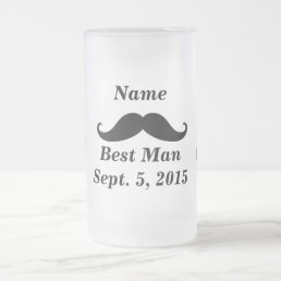 Best Man Mustache and Top Hat Frosted Glass Mug