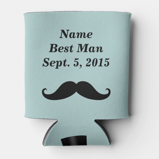 Best Man Mustache Hat and Suit Can Cooler (Front)