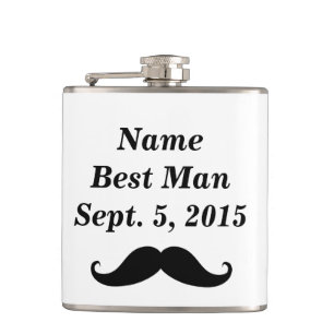 Best Man Mustache Hat and Suit Vinyl Wrapped Flask