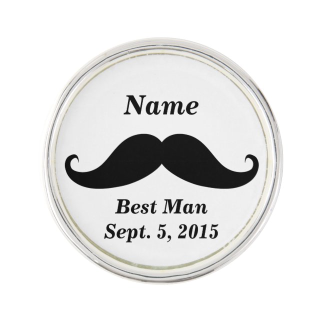 Best Man Mustache Lapel Pin (Front)