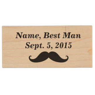 Best Man Mustache, Top Hat & Suit USB Wooden Drive