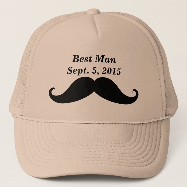 Best Man Mustache Truckers Hat (Front)