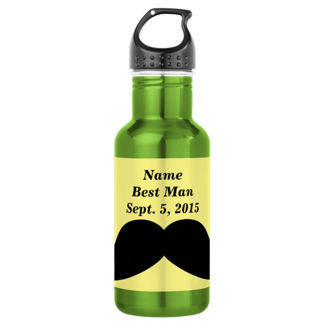Best Man Mustache Water Bottle (Front)
