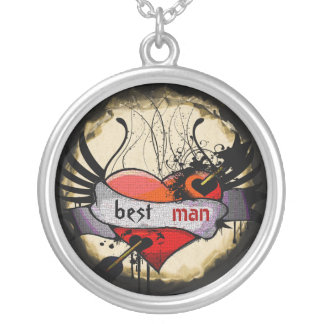 Best Man Necklace Grunge Burnt Parchment