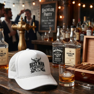 Best Man On Duty Custom EST Year Bachelor Party  Trucker Hat