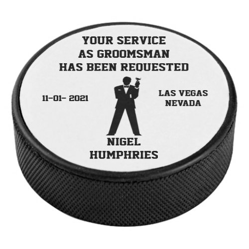 Best Man or Groomsman Hockey Puck Invite