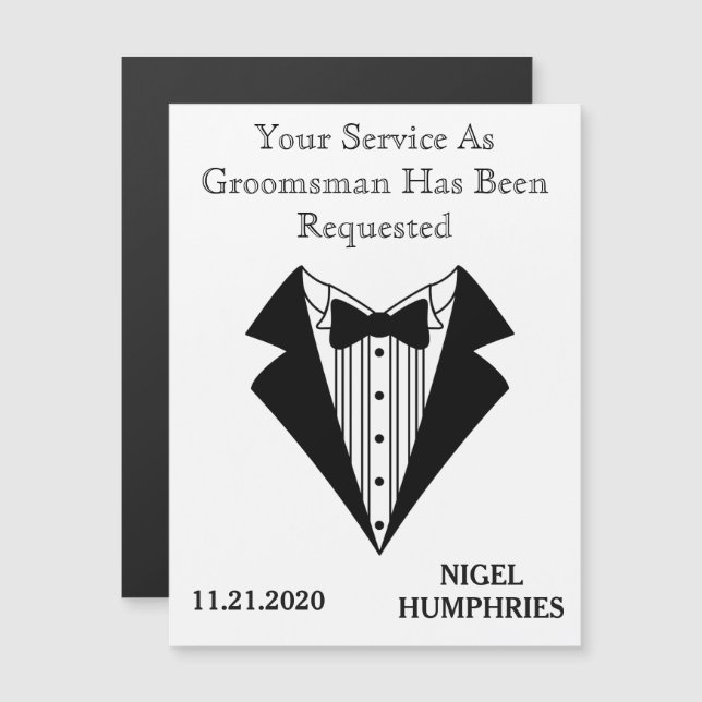 Best Man or Groomsman Reminder Magnetic Invitation (Front/Back)