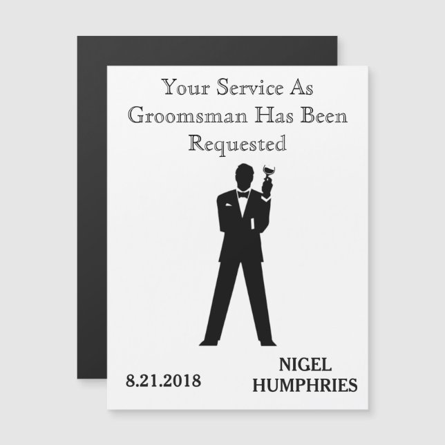 Best Man or Groomsman Reminder Magnetic Invitation (Front/Back)