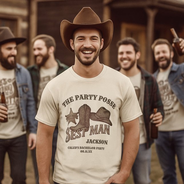 Best Man Party Posse Cowboy Bachelor Party T-Shirt (Creator Uploaded)