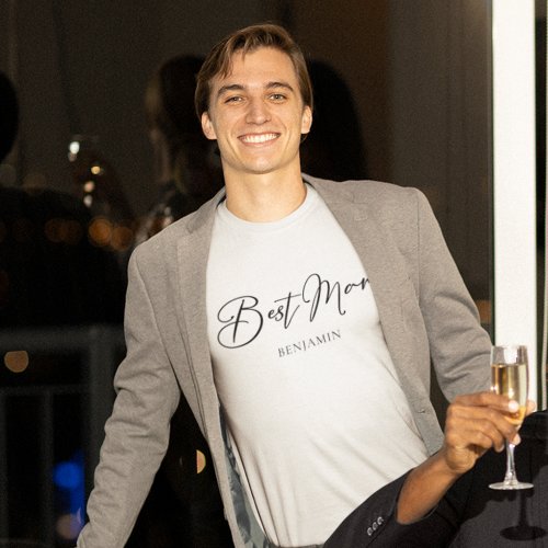 Best Man Personalized Chic Minimalist Wedding T_Shirt