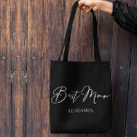 Best Man Personalized Chic Minimalist Wedding Tote Bag<br><div class="desc">This chic,  simple best man black tote bag features your name underneath elegant white typography. Customize these elegant,  modern bridal party gifts for your wedding or bachelor party.</div>