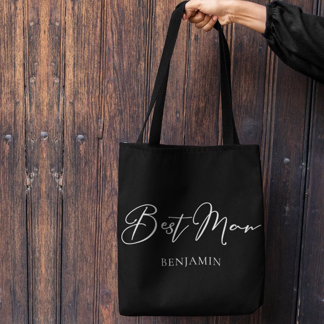 Best Man Personalized Chic Minimalist Wedding Tote Bag (Creator Uploaded)