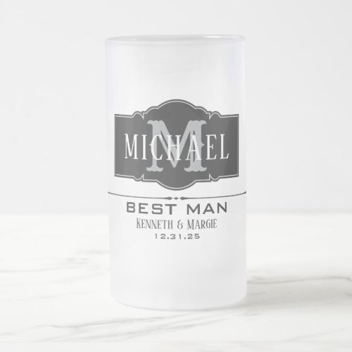 BEST MAN PERSONALIZED  FROSTED GLASS BEER MUG