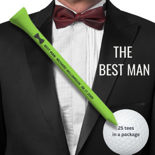 BEST MAN PERSONALIZED NAME BOW TIE GOLF TEES