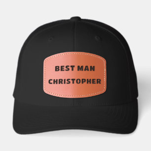 BEST MAN, Personalized Name, Leather Patch Hat