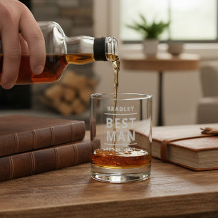 Best Man Personalized Name Simple Modern Wedding Rocks Glass
