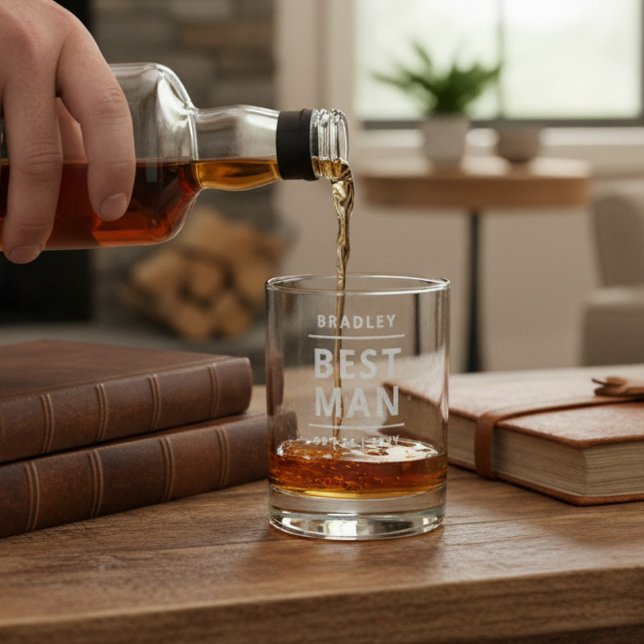 Best Man Personalized Name Simple Modern Wedding Rocks Glass (Creator Uploaded)