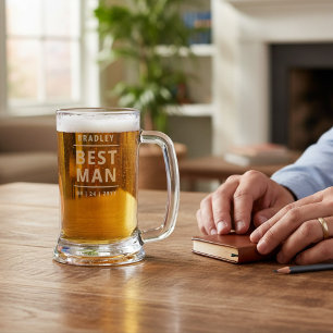 Best Man Personalized Name Simple Modern Wedding Stein