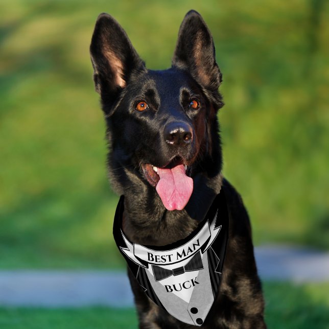 BEST MAN PET'S NAME BOW TIE TUXEDO  PET BANDANA COLLAR (Dog)
