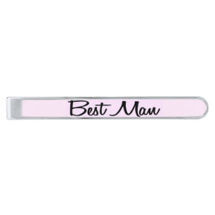 Best Man Pink and Black Wedding Tie Clip
