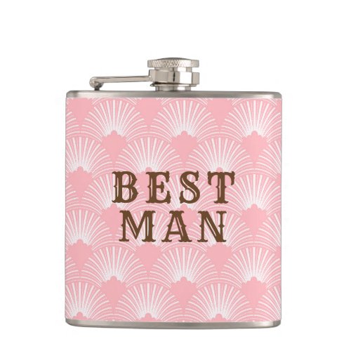 Best Man_Pink And White Art_deco Pattern Flask