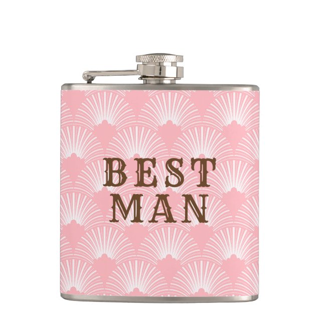 Best Man-Pink And White Art-deco Pattern Flask (Front)