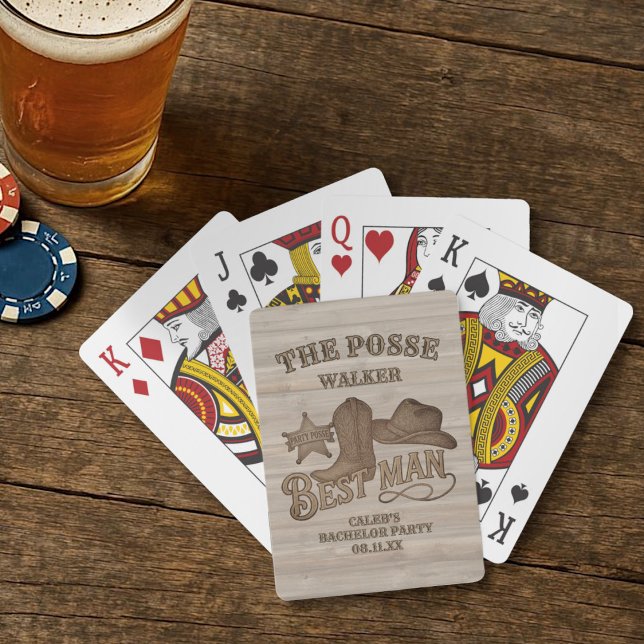 Best Man Posse Rustic Cowboy Bachelor Party Poker Cards (Cowboy Best Man Playing Cards)