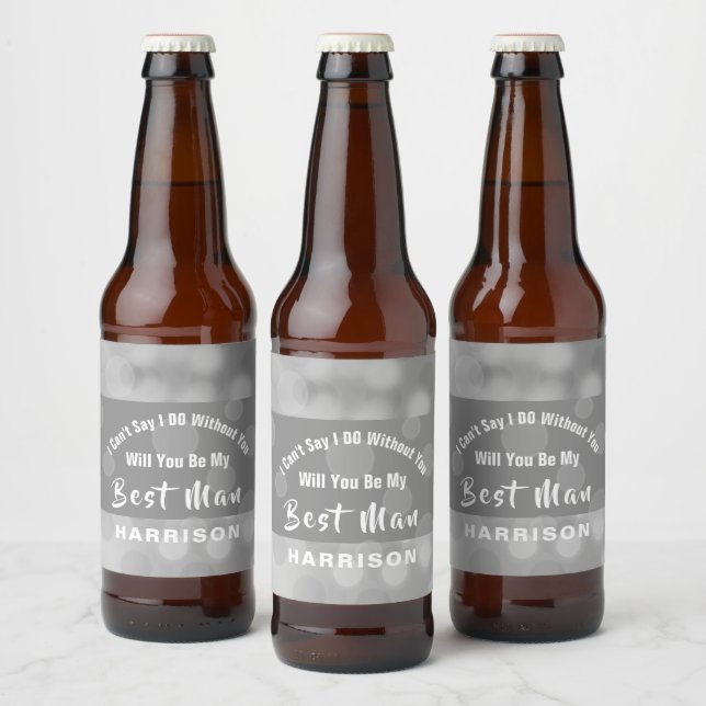 Best Man Proposal Bubbly Sparkly Personalized Beer Bottle Label (Bottles)