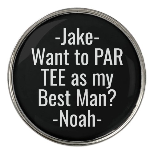 Best Man Proposal Funny PAR TEE Favors Black Golf Ball Marker