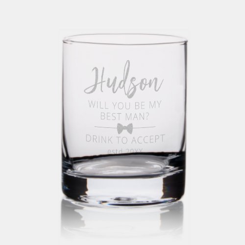 Best Man Proposal Personalized Wedding Etched Rocks Glass