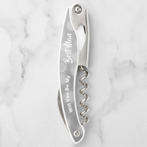 Best Man Proposal Sparkly Silver Personalized  Waiters Corkscrew