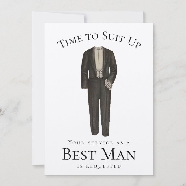 Best Man Proposal Time to Suit Up Vintage Tuxedo Invitation (Front)