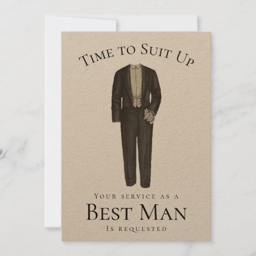 Best Man Proposal Time to Suit Up Vintage Tuxedo Invitation