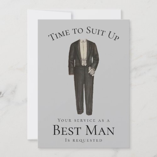 Best Man Proposal Time to Suit Up Vintage Tuxedo Invitation