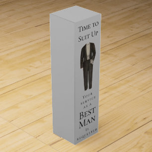Best Man Proposal Time to Suit Up Vintage Tuxedo Wine Box