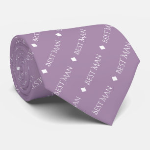 Best Man Repeating White Text on Lavender Neck Tie